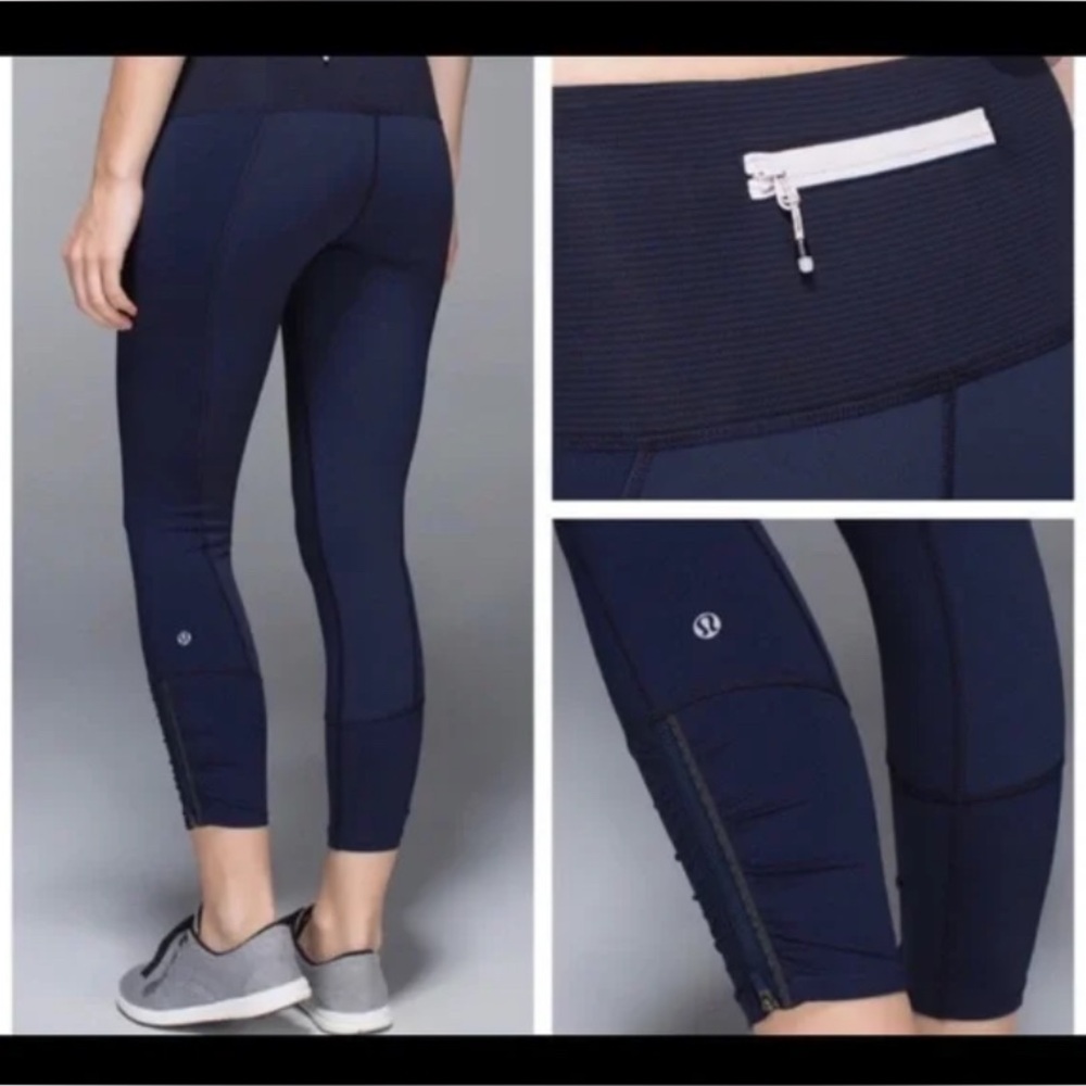 Lululemon Runday crop leggings inkwell 6 pants blue